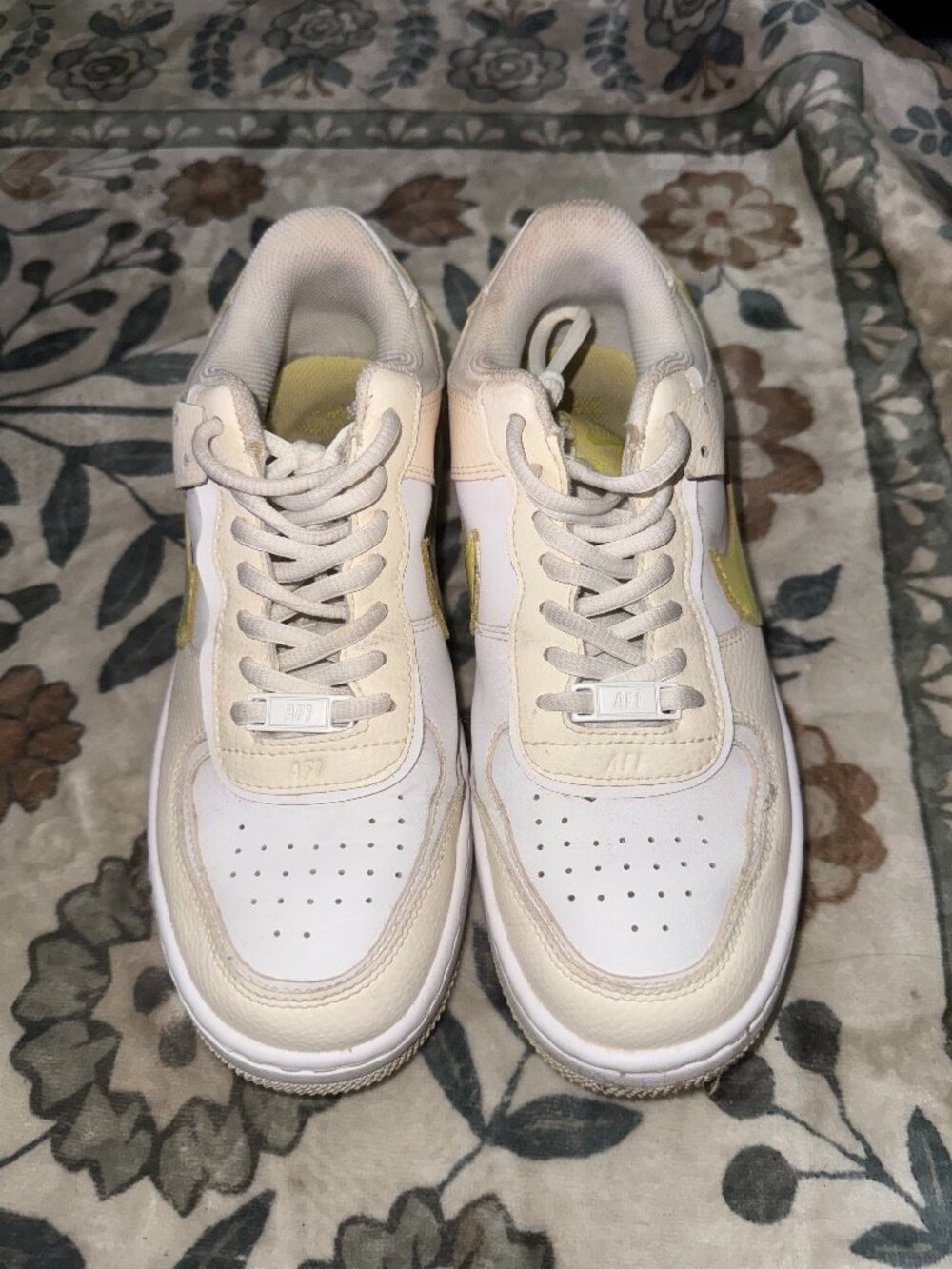 Cream and Yellow Nike Air Force 1